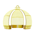 A large, illuminated Christmas ornament shaped like a ball, made of gold wire with a handle at the top. The ornament is decorated with festive lights, making it a popular decoration for homes and businesses during the holiday season.