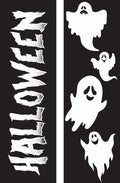 A 30x96 black double banner that includes the word