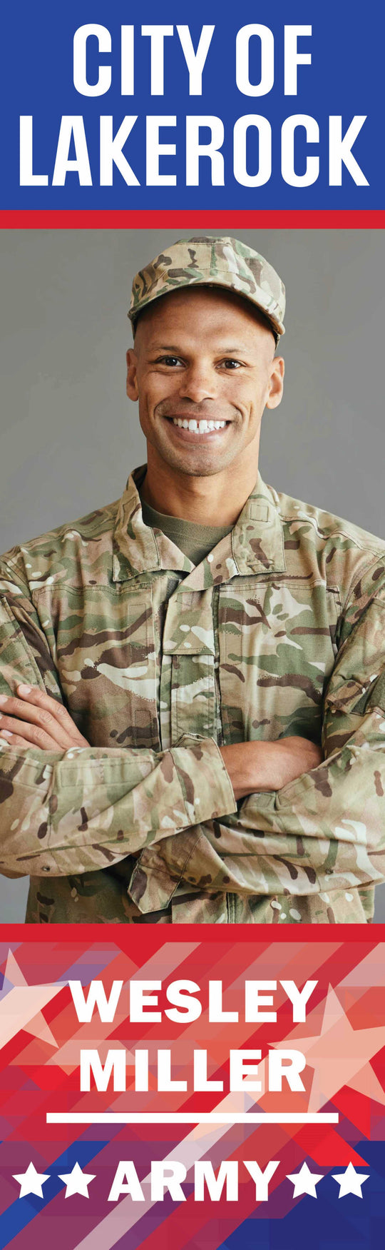 Military Banner - Army Red White Blue Background Single Vinyl Banner