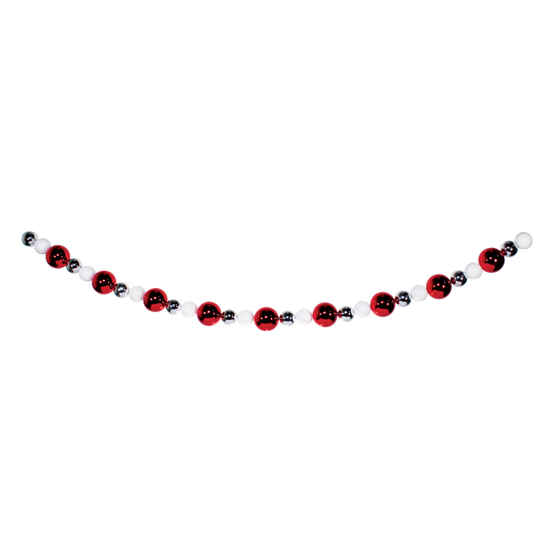 Red, Silver, and White Giant Bead Ornament Stringers