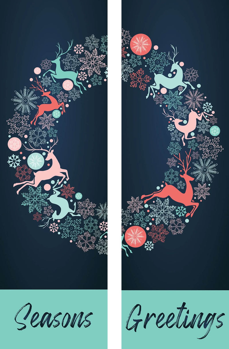 Reindeer Wreath Double Vinyl Banner Set