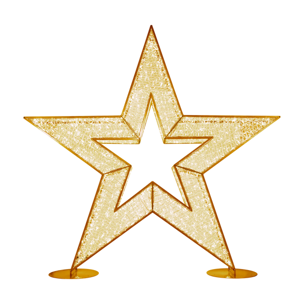 Waterloo Illuminated Stars in warm white, featuring two layered five-point star frames with bright LED lighting and silver metal edging.
