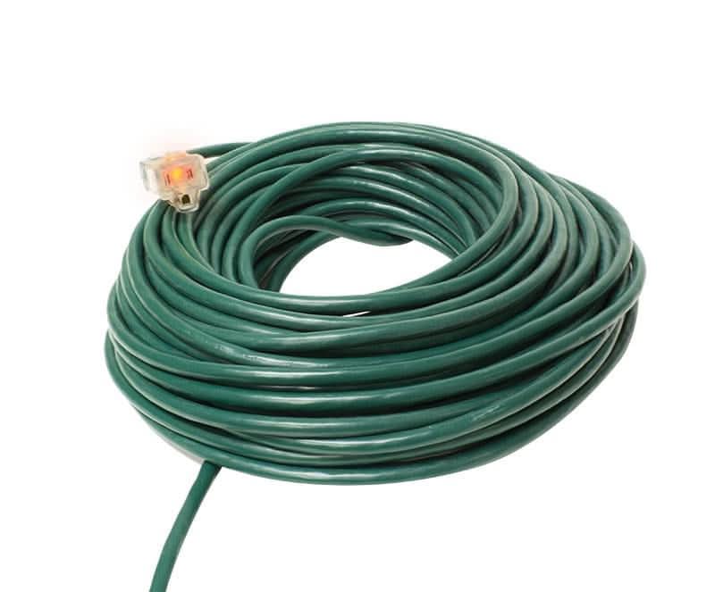 16-3 Illuminated UL Extension Cord, 50' Single Tap, Green
