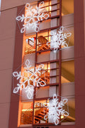 Dekra-Lite LED Ropelight Diamond Snowflakes on Apartment Stairwell