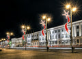 Dekra-Lite Red Shooting Star LED Pole Mount on Lampposts