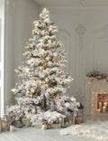 Dekra-Lite 12' Frosted Western Pine Tree with Warm White Lights and Stationary Stand Display