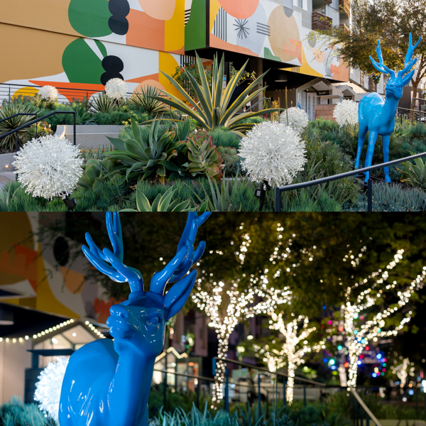 Custom Elegant Deer in an outdoor mall garden.