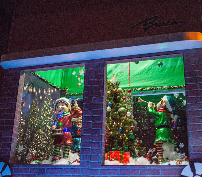 Window display with Pixie Elves.