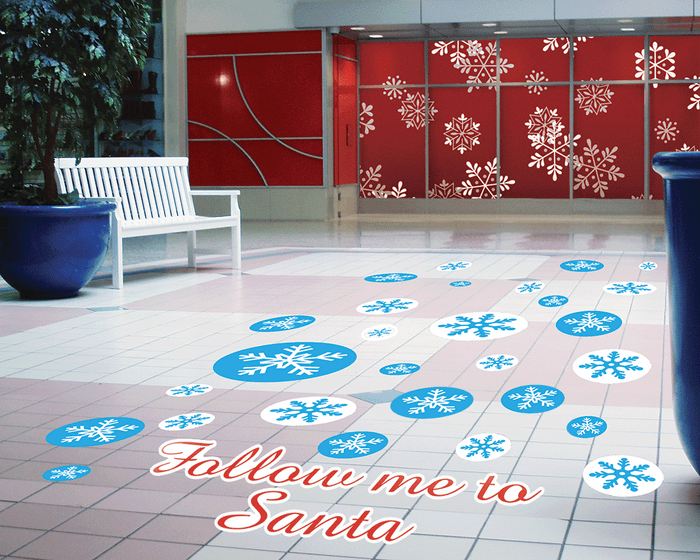 Snowflake floor graphics.