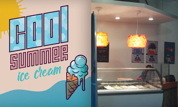 Custom wall mural for ice cream shop.