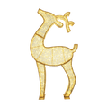 3D Waterloo Reindeer illuminated in warm white lights with a gold frame and elegant sculptural silhouette on a transparent background.