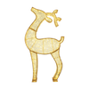 3D Waterloo Reindeer illuminated in warm white lights with a gold frame and elegant sculptural silhouette on a transparent background.