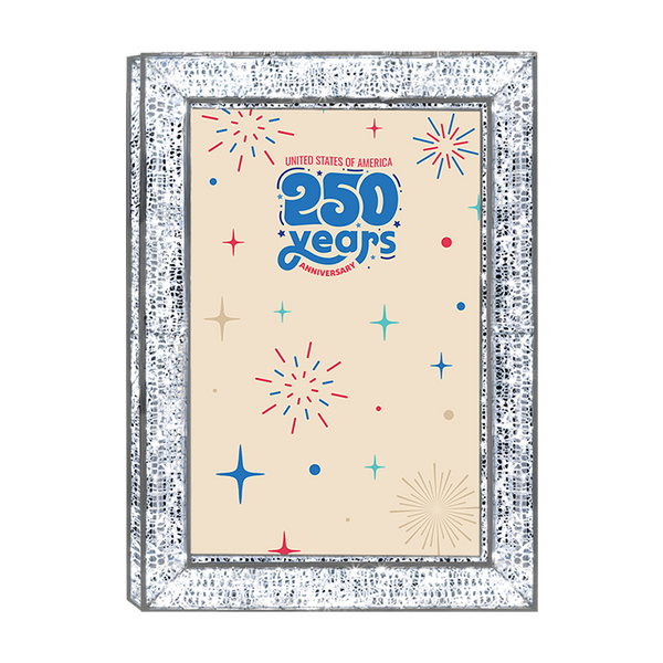 Decorative frame with '250 Years' text and celebratory graphics on a beige background