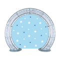 Decorative arch with star patterns on a blue background