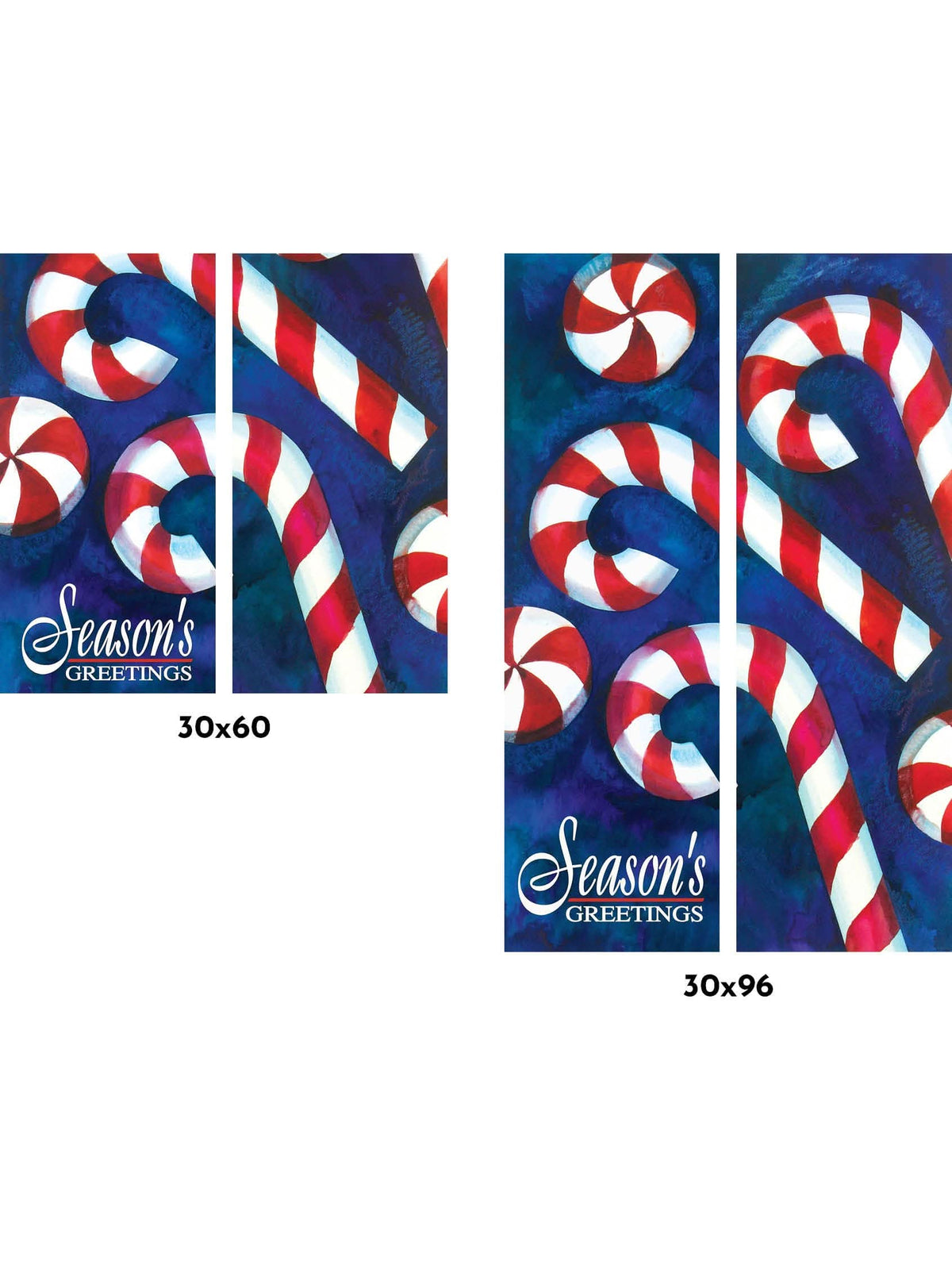 Blue Candy Cane Double Vinyl Banner Set