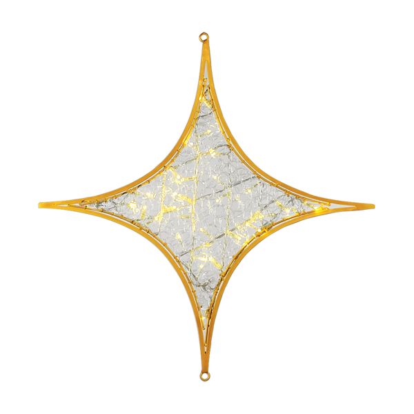 Decorative brighton star-shaped warm lights with gold frame and mesh interior