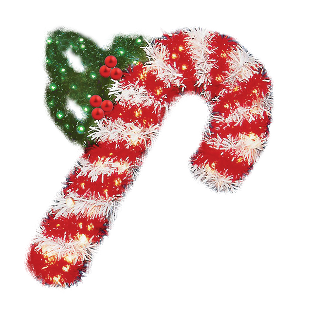 Candy Cane with Holly LED Pole Mount