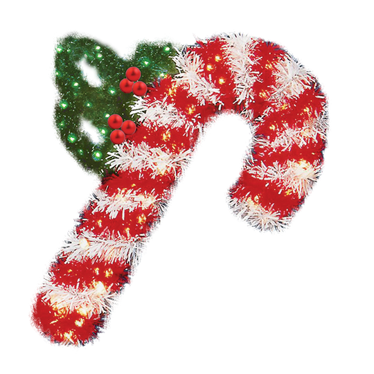 Candy Cane with Holly LED Pole Mount