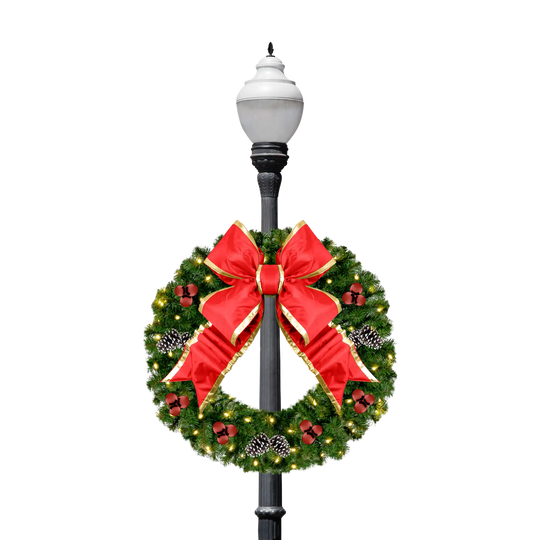 Center Mount Bow Wreath Lamppost Silhouette