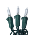 Three Clear Cool White Christmas light bulbs with green connectors