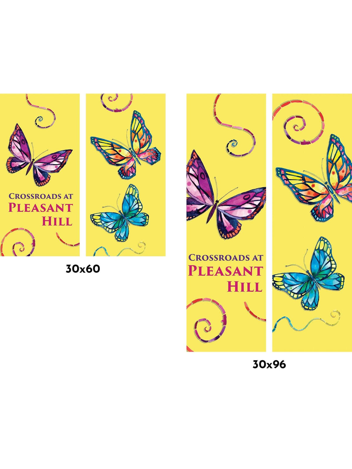 Colorful Butterflies Double Vinyl Banner Set