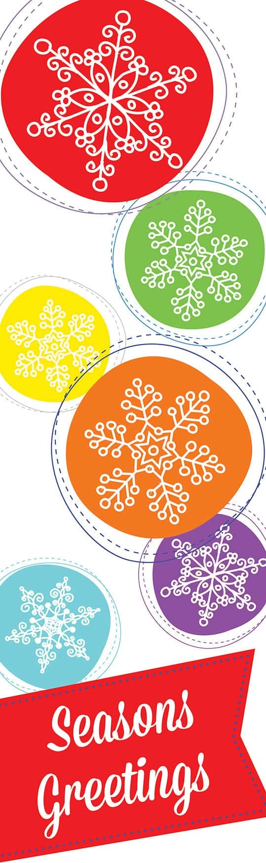 Colorful Snowflakes Single Vinyl Banner