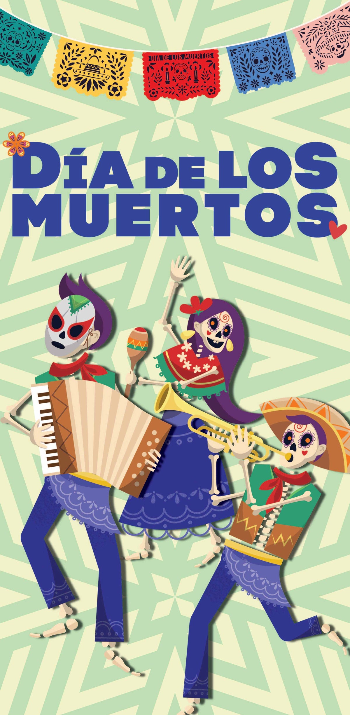 Dia de los Muertos Music Celebration Single Vinyl Banner DekraLite