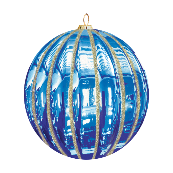 Dekra-Lite Blue Glitter Ribbed Ornament