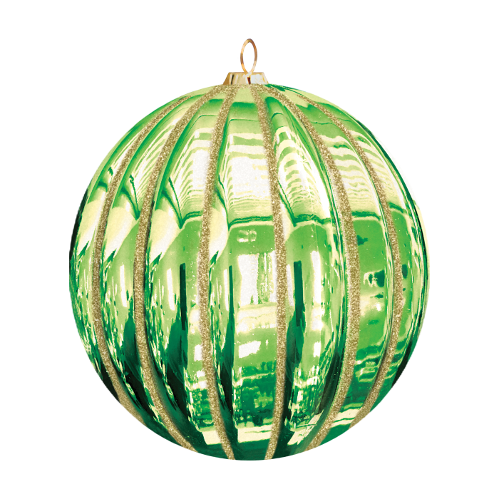 Dekra-Lite Light Green Glitter Ribbed Ornament