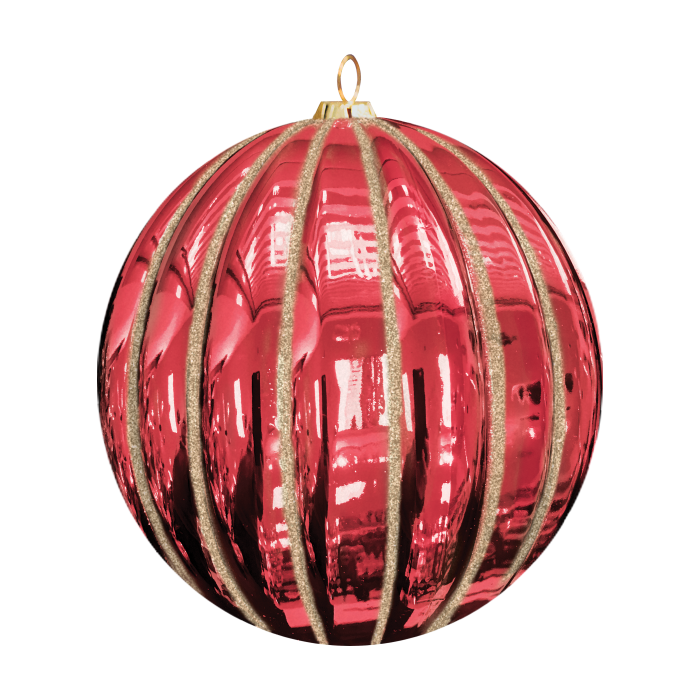 Dekra-Lite Red Glitter Ribbed Ornament