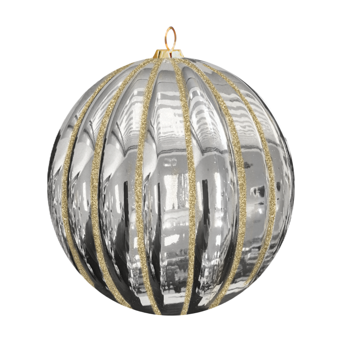 Dekra-Lite Silver Glitter Ribbed Ornament