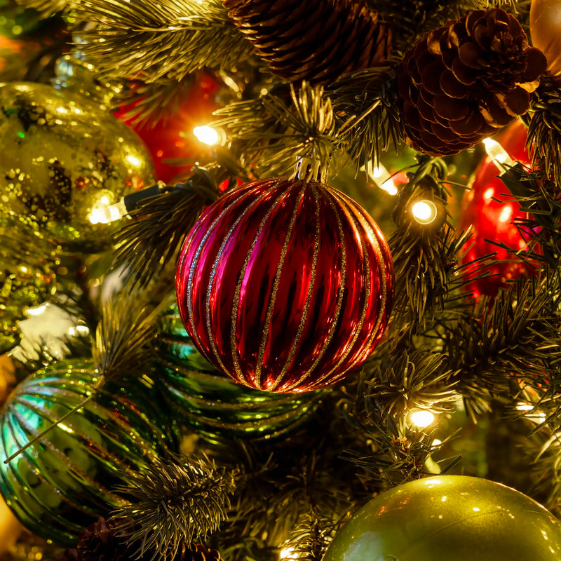 Glitter Ribbed Ornaments