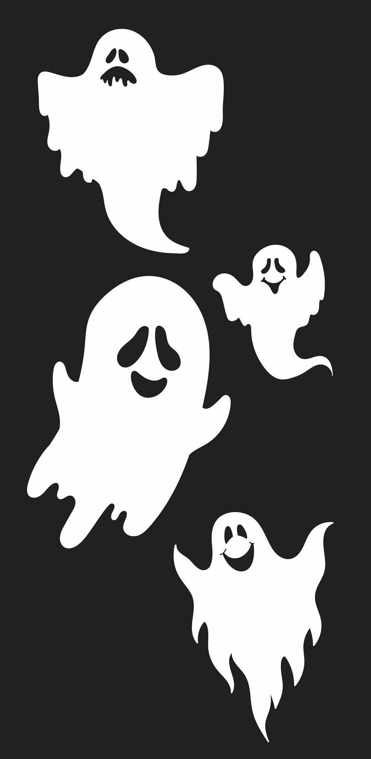 A 30x60 black banner that includes 4 white ghosts.