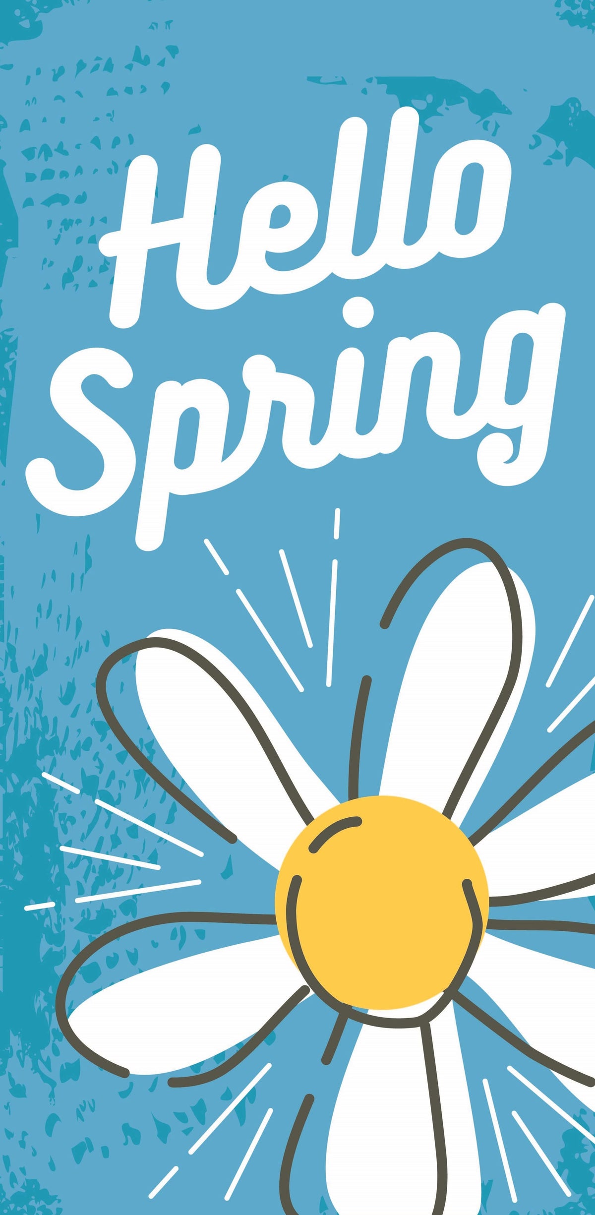 Hello Daisy Spring Hello Spring - Daisy Flower with Blue Background Single Vinyl Banner ...