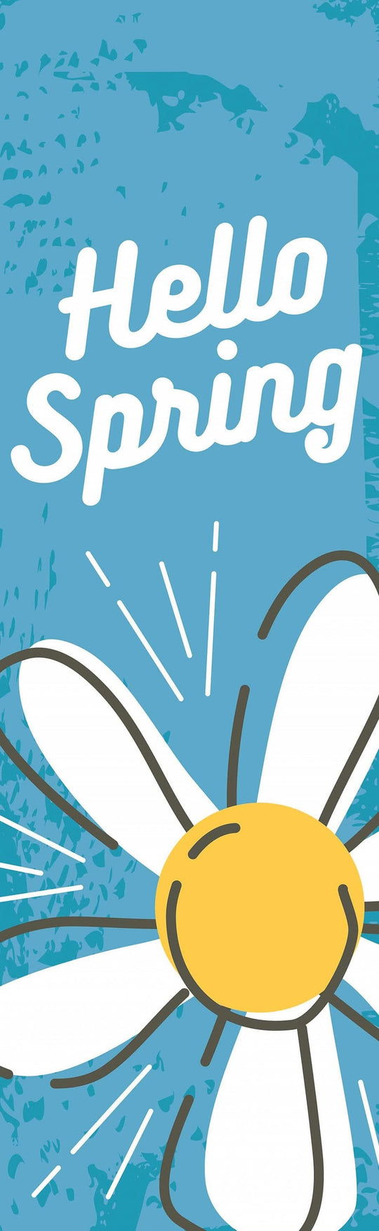 Hello Spring - Daisy Flower with Blue Background Single Vinyl Banner