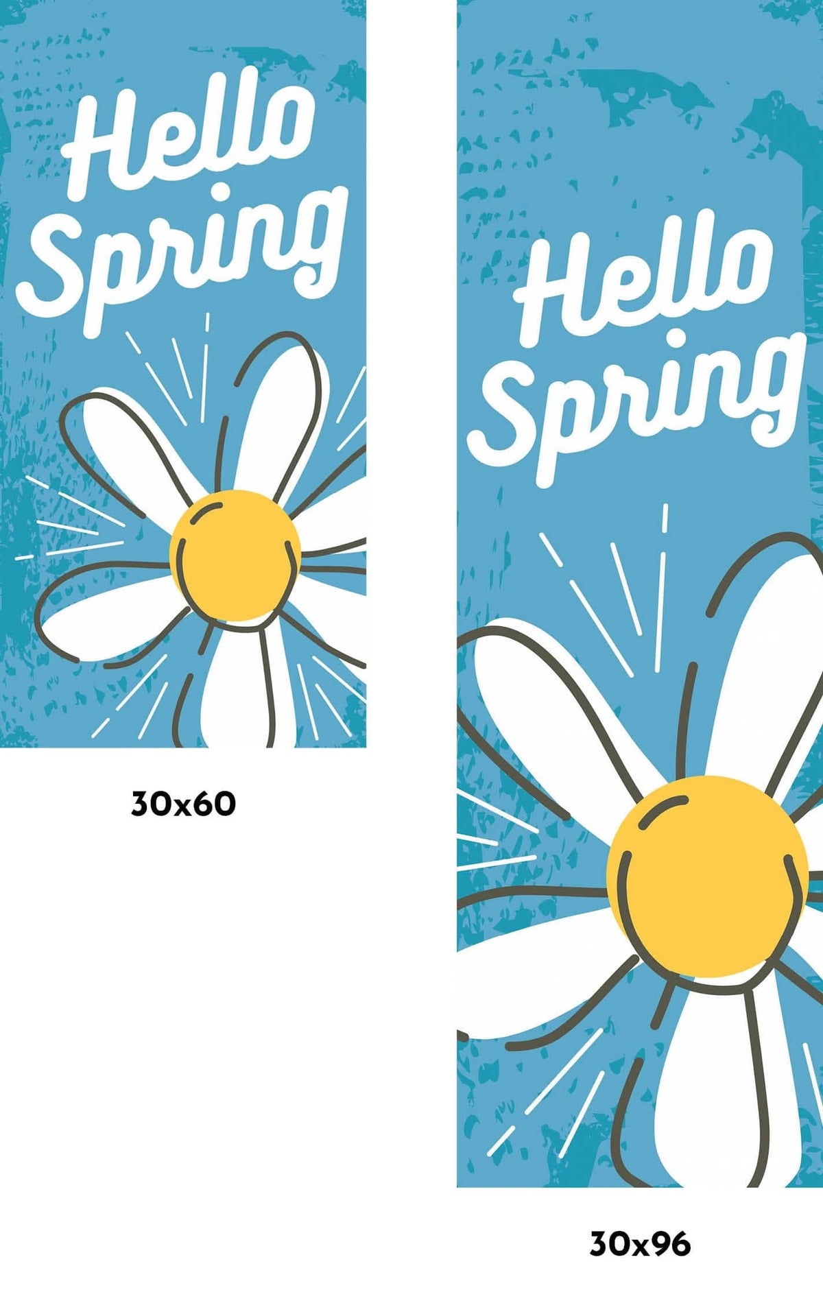 Hello Daisy Spring Hello Spring - Daisy Flower with Blue Background Single Vinyl Banner ...