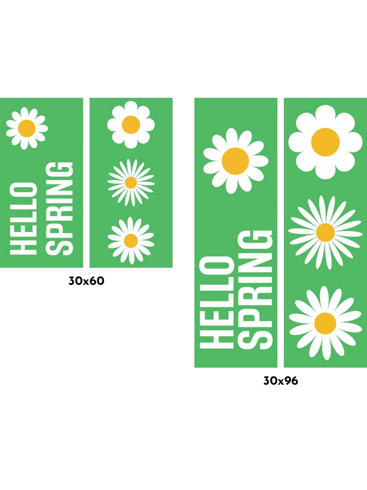 Hello Spring - White Daisy with Green Background Double Vinyl Banner