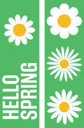 Hello Spring - White Daisy with Green Background Double Vinyl Banner Dekra-Lite