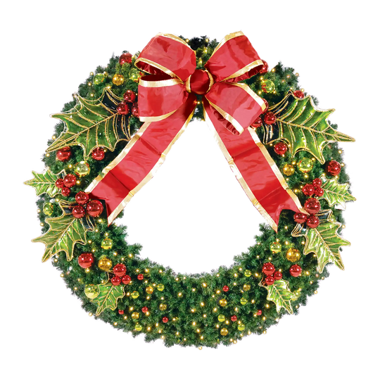 Holly Leaf Holiday Pre-Decorated Wreaths