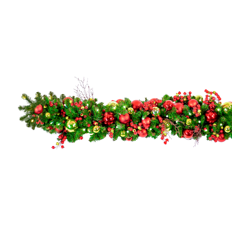 Holly Leaf Holiday Pre-Decorated Garlands 10' Sections