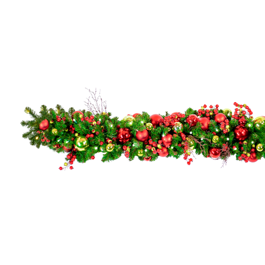 Holly Leaf Holiday Pre-Decorated Garlands 10' Sections