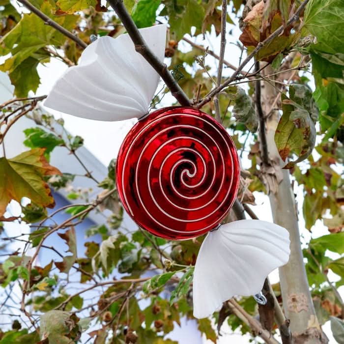 Red & White Swirl Jumbo Ornament