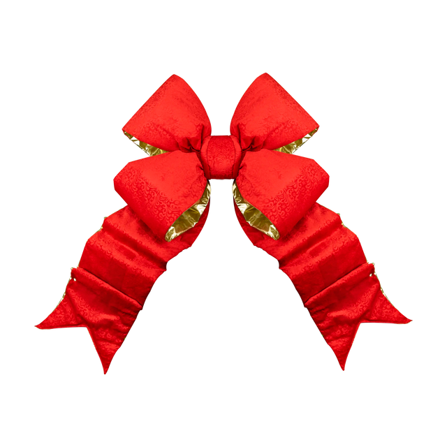 Interior Brocade Bow in Red and Gold 18" and 24" Dekra-Lite