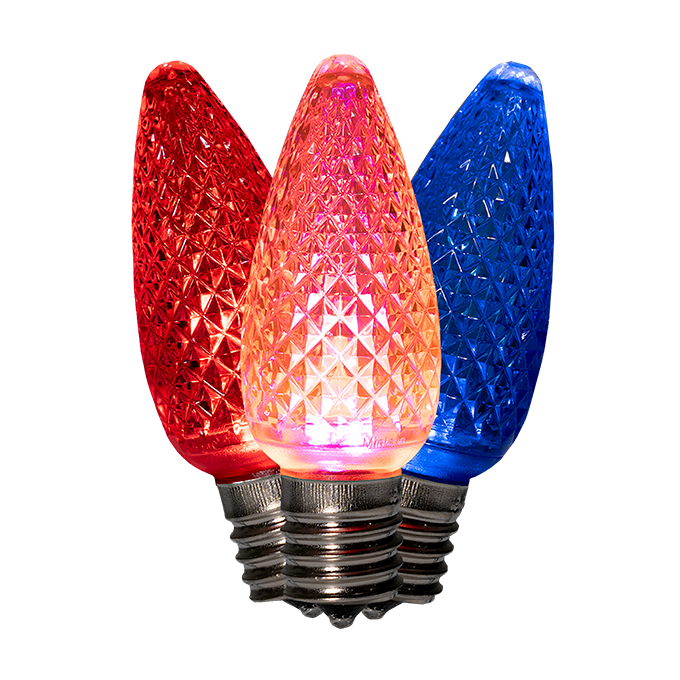 Dekra-Lite C9 Faceted Lights Red, Pink, & Blue