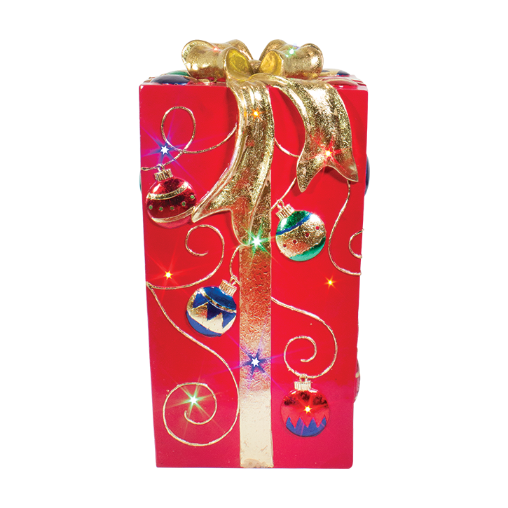 Dekra-Lite 31"x 17" Red with Gold Bow Illuminated Gift Box