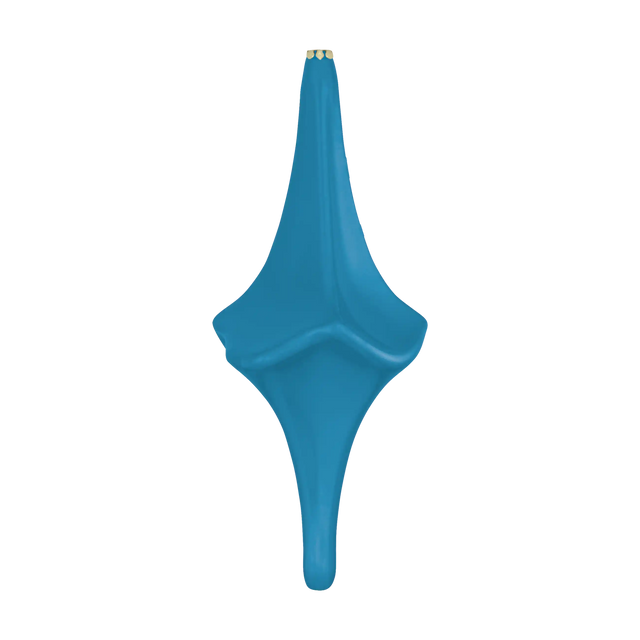 Teal Long Diamond Finial Ornament featuring an elongated diamond shape, smooth glossy finish, and gold hanging cap.