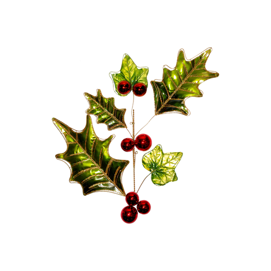 Metal Holly & Berry