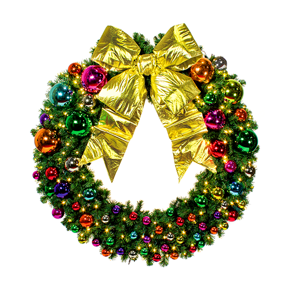 Dekra-Lite Multicolor Gold Bow on Pop Pre-Decorated Wreath
