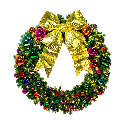 Dekra-Lite Multicolor Gold Bow on Pop Pre-Decorated Wreath