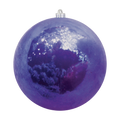 Purple pearlized ball ornament with a glossy, reflective finish and silver hanging cap.